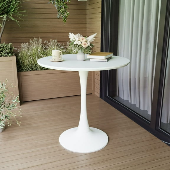Dining Tables 31.5" White Round Dining Table, Tulip Table Kitchen Dining Table 2-4 People with MDF Table Top & Pedestal Base, Mid-Century End Table Leisure Coffee Table Office Living Room Table,Moder