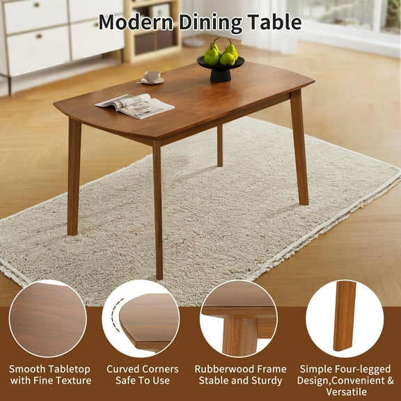 Dining Tables 47 Inch Mid Century Modern Dining Table, Solid Wood Kitchen & Dining Room Table for 4, Minimalist Table for Dining Room, Rectangular Dinette Table, Easy Assembly,Modern Dining Tables