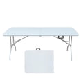 thumbnail image 1 of Dining Tables 6ft Folding Table, Portable Plastic Table for Camping, Picnics, Parties, High Load Bearing Foldable Table White,Modern Dining Tables, 1 of 8