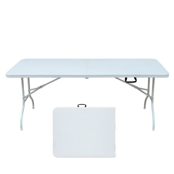 Dining Tables 6ft Folding Table, Portable Plastic Table for Camping, Picnics, Parties, High Load Bearing Foldable Table White,Modern Dining Tables