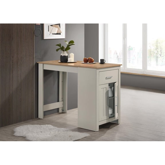Dining Tables Alonzo 47" Light Gray Small Space Counter Height Dining Table with Cabinet and Drawer Storage,Wooden Dining Tables