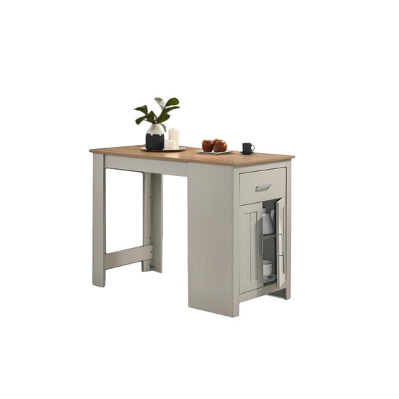Dining Tables Alonzo 47" Light Gray Small Space Counter Height Dining Table with Cabinet and Drawer Storage,Wooden Dining Tables