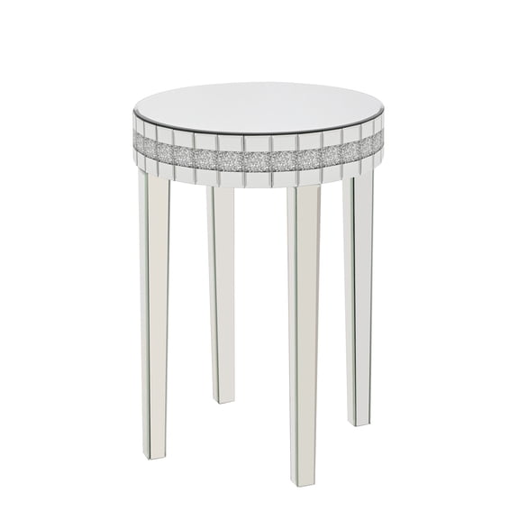 Dining Tables Artisanal Round Mirror Breakfast Table with Diamond-Cut Pedestal Space-Saving Bistro-Style Table for Morning Coffee & DiningTempered Glass Top & Compact Design,Modern Dining Tables