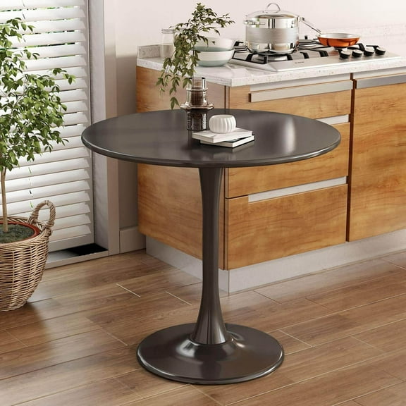 Dining Tables Black Round Table, Modern Dining Table, MDF Top and Steel Base Tulip Round Kitchen Table, Mid Century Coffee Table for Living Room 24 Inch, Kitchen Table, Oval Dining Table (PRIME BIG D
