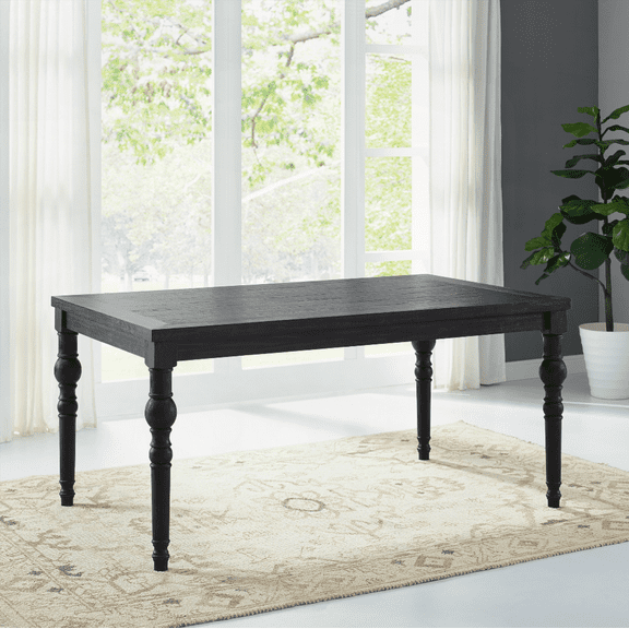 Dining Tables - Black Rubberwood with Scratch-Resistant Top for Small Spaces (4-Person Set)