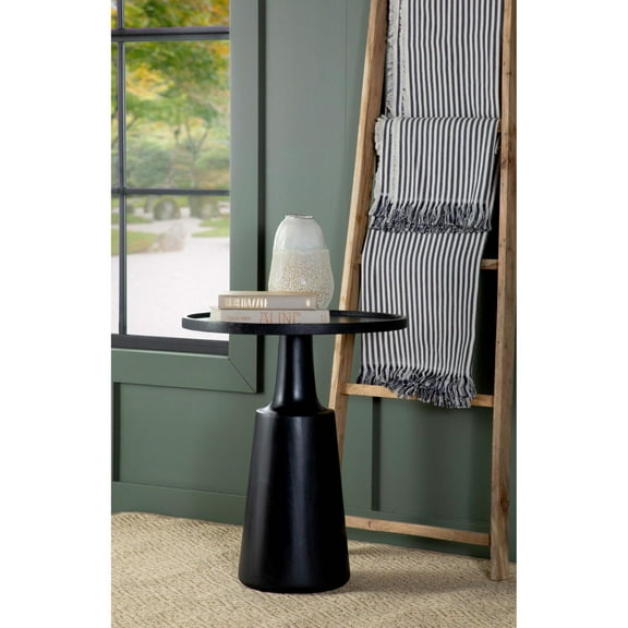 Dining Tables, Black Stain Pedestal Accent Table, Black Coffee Tables,Wood End Tables,