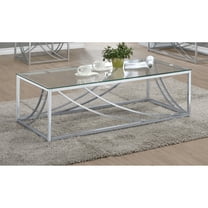 Dining Tables Brianne Glass and Chrome Coffee Table with Metal Leg,Coffee Tables