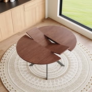 Dining Tables Extendable Round Dining Table 43" to 54" - Space-Saving Dining Table with Sturdy Metal Legs,for Small Apartment/Living Room, 4-6 Seater Multi-Functional Kitchen Room Dinner Table,Mod