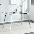 thumbnail image 1 of Dining Tables Glass Dining Table Modern Minimalist Rectangular for 4-6 with 0.31" Tempered Glass Tabletop and plating Metal Legs, Writing Table Desk, for Kitchen Dining Living Room, 51" W x 31"D x 3, 1 of 14