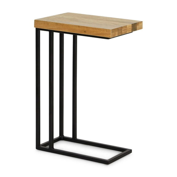 Dining Tables, Luka Oak Wood Side Table Small, Black,Oak Coffee Tables,Metal & Wood,Solid Wood End Tables, Furniture, Primary Living Space, Tables Luka Oak Wood Side Table Small