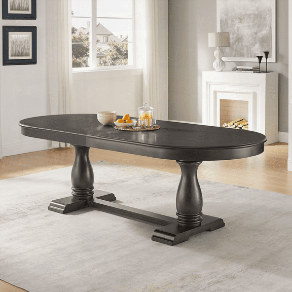 Dining Tables - MDF/Mid-Century - Easy Assembly for Living Room - Black - 94.06 Inch Expandable