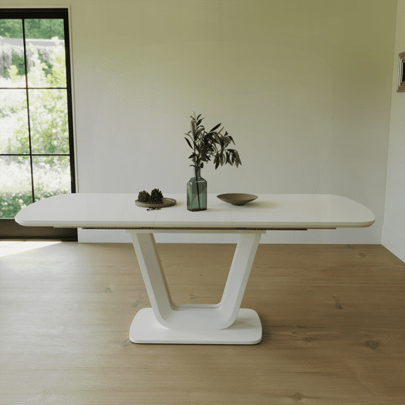 62.99-78.74" Grey White Dining Table (MDF) | Modern Industrial Style Expandable | Home & Office Use | 2-8 Seats