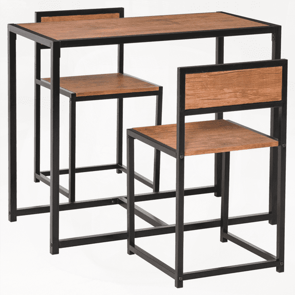 HOMCOM 3-Piece Industrial Dining Set for 2, Ideal for Small Spaces Kitchen, Dining Room Sets