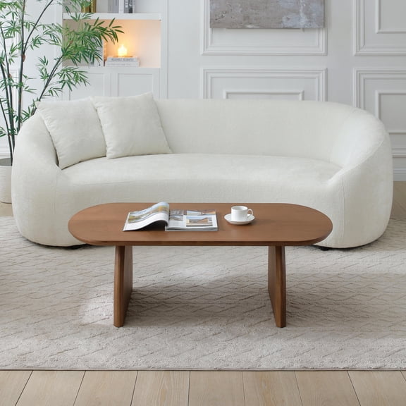 Dining Tables Modern Minimalist Solid Wood Coffee Table, Oval-Shaped Living Room Coffee Table, Creative Curved Base Side Table,Coffee Tables