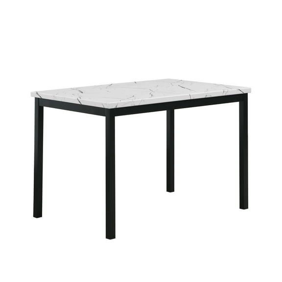 Dining Tables Noyes Metal Dining Table with Laminated Faux Marble Top, Off-White,Wooden Dining Tables