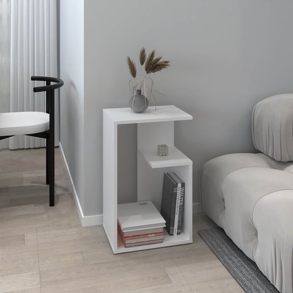 Dining Tables, Side Table 25" H, 1 Shelf, White Coffee Tables,Engineered Wood End Tables, Furniture, Primary Living Space, Tables