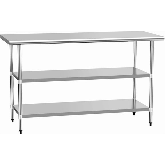 Dining Tables Stainless Steel Table for Prep & Work 24" X 60" inches with 2 Adjustable Shelf, Commercial Workstations, Utility Table in Kitchen Garage Laundry Room Outdoor BBQ,Coffee Tables