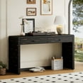 thumbnail image 1 of Dining Tables TREXM Curved Console Table with Storage, Wooden Entryway Table with 2 Drawers, Farmhouse Rustic Console Tables for Entryway, Hallway, Living Room, Distressed Black,Coffee Tables, 1 of 11