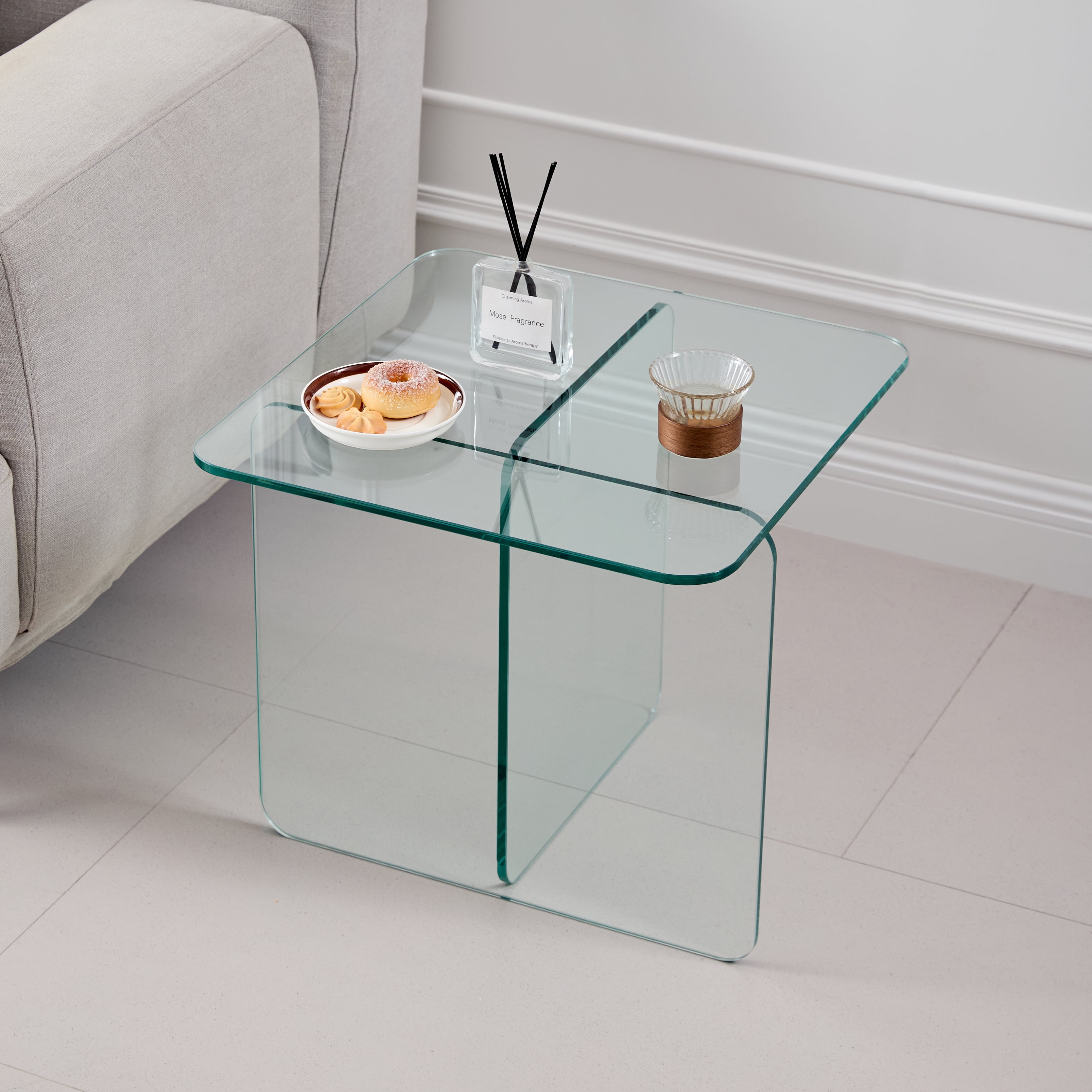 Dining Tables Tempered Clear Glass SideTable, Small Tea Table, Night ...