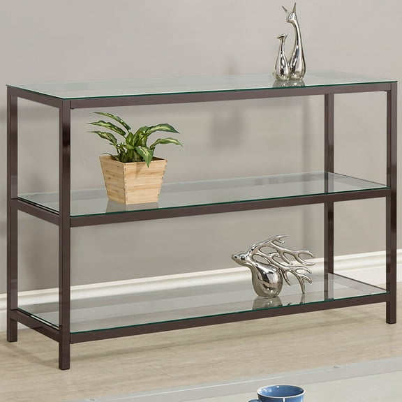 Dining Tables Weston Black Nickel 2-Shelf Glass Top Entryway Console Table,Coffee Tables
