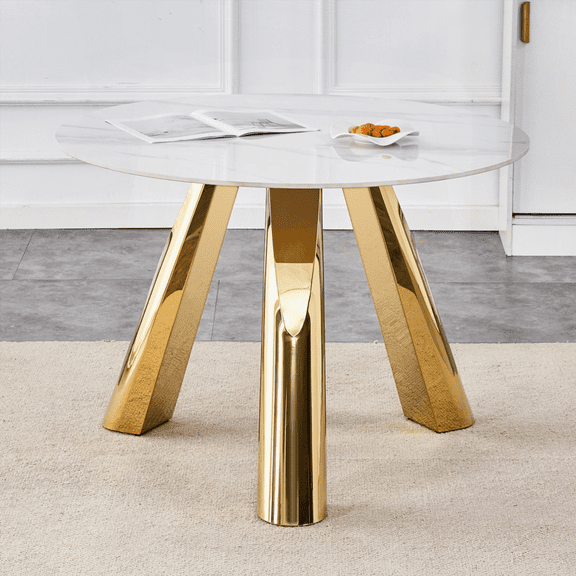 42" Sintered Stone Dining Table: 0.45" Durable Top + 6" Steel Legs, 500lb Capacity, Heat/Stain-Resistant, Modern Minimalist Design (4-Person Set)