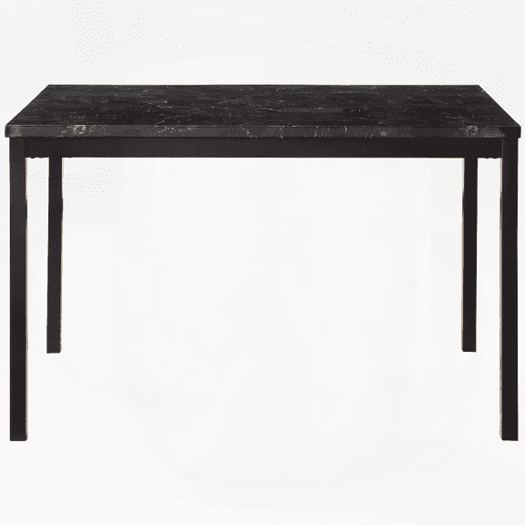 1pc Dining Table with Black Faux Marble Top & Metal Frame for Small Dining Spaces | 30" x 48" | Seats 4 | Easy Assembly