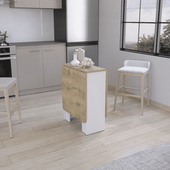 Folding Dining Table with 3-Form Expandable Design & Chic White Finish