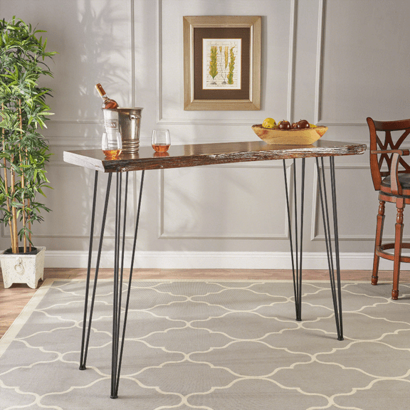 Dining Tables with Fir Veneer and Hairpin Legs for Small Spaces - Black, 48L30W