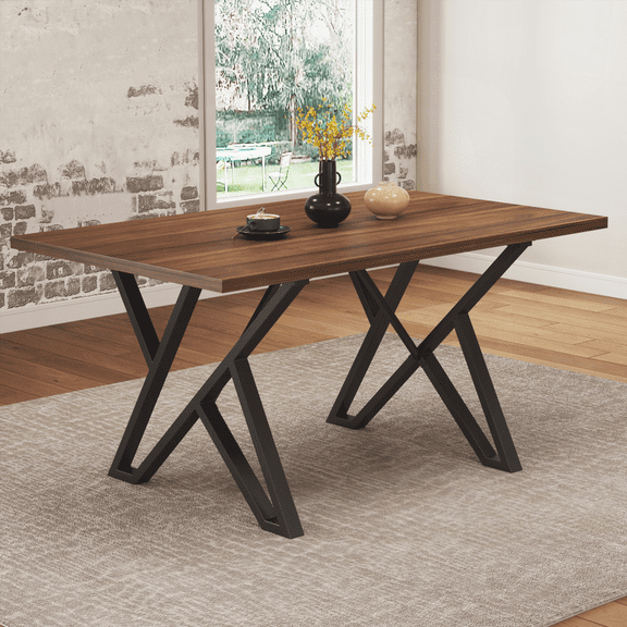 Indoor Dining Table with Metal Legs & Walnut | Suitable for Various Spaces | Easy Assembly