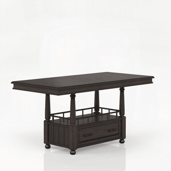 Deep Coffee Counter Height Dining Set | Storage Shelf & Drawer | Suitable for Small Spaces