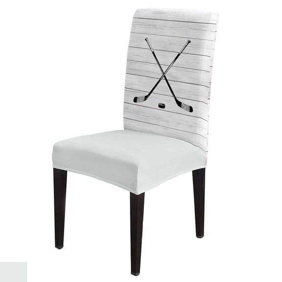 Dining&nbsp;Chair&nbsp;Covers&nbsp;Set&nbsp;of&nbsp;8 Ice Hockey Winter Sports Retro Grey Wood Grain Stretch Parsons Chair Slipcovers Removable Washable Chair Cover Protector for Kitchen Dining Room