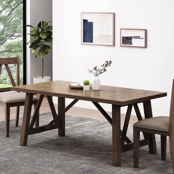 Dining table with wood alternative top / Offers low upkeep and good looks