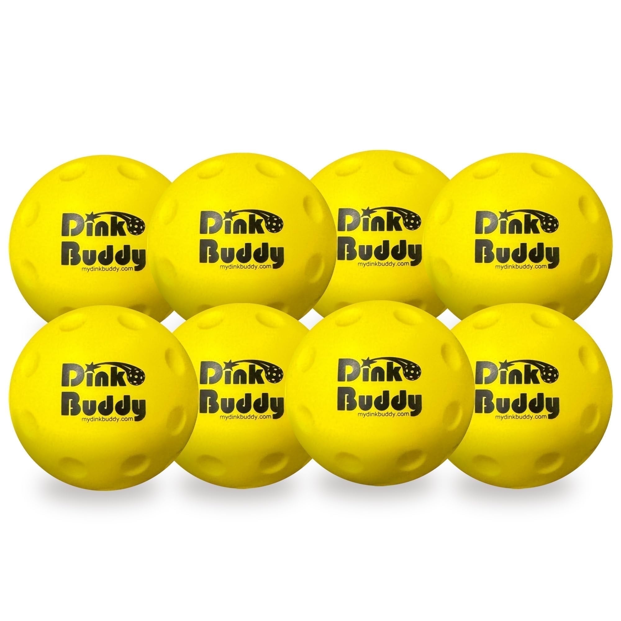 Dink Buddy - Trainer Kelso Pickleball, PU Foam Pickleball Balls for Reduced Noise, Enhances Hand-Eye Coordination, Indoor & Outdoor Use, Trainer 8-Pack 67-mm Lemon Yellow Balls