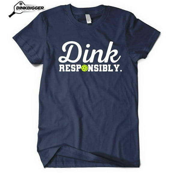 Dink Responsibly - Premium Pickleball T-Shirt - Funny Pickleball Print Tee - Heather Navy Large