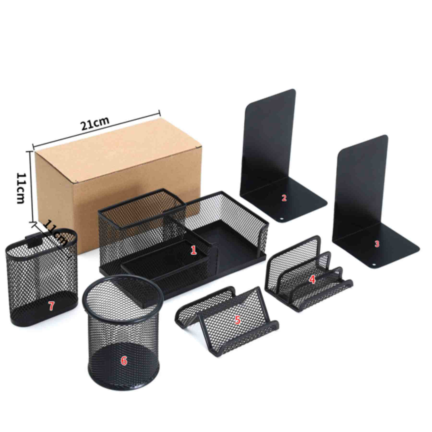 Dinling Office small desk storage box, mesh multifunctional 3cell