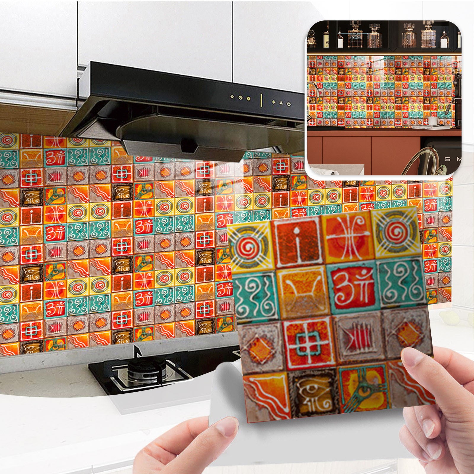 Dinmmgg 10Pc Peel and Stick Ceramic Tile Paste 3D Lattice Ceramic Tile