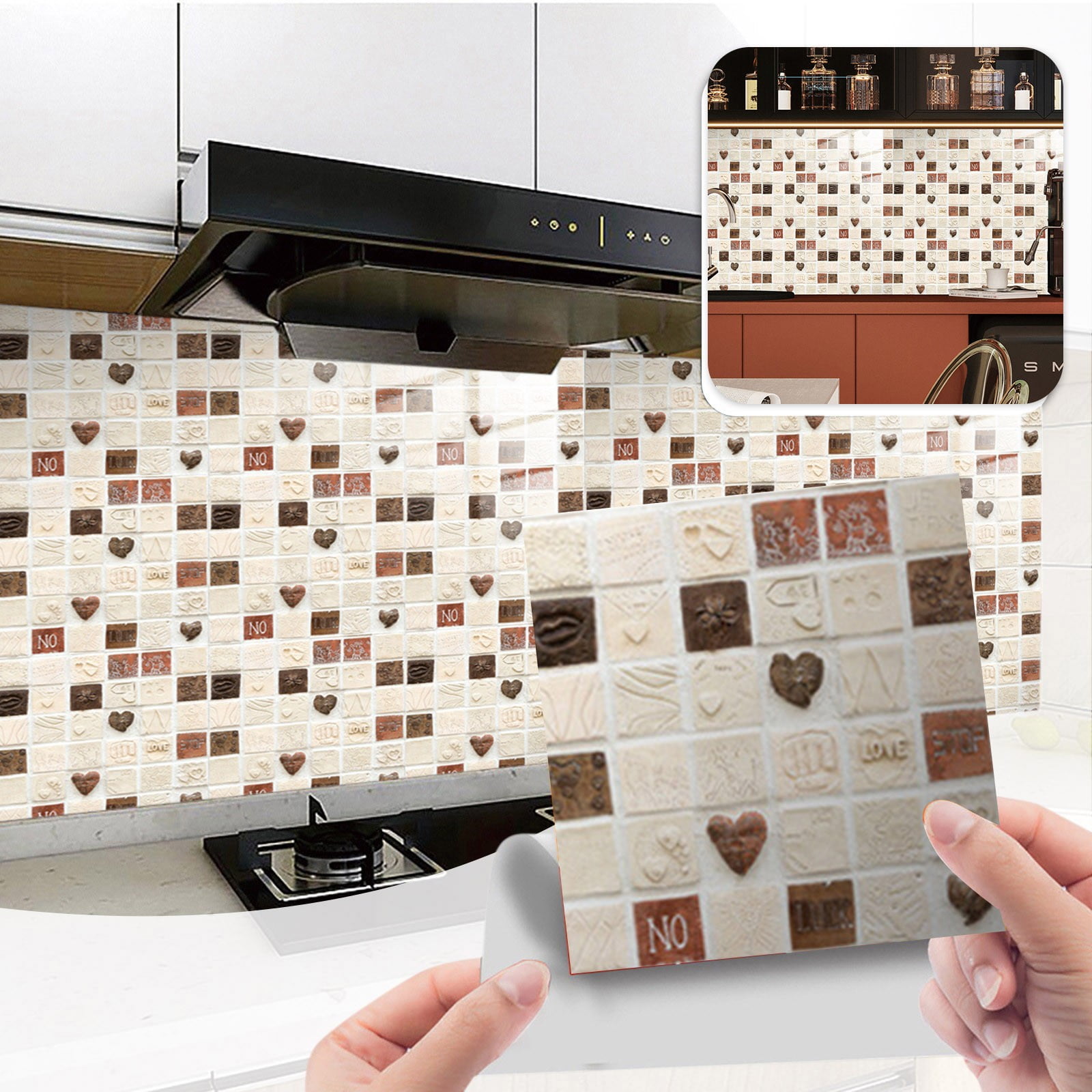 Dinmmgg 10Pc Peel and Stick Ceramic Tile Paste 3D Lattice Ceramic Tile