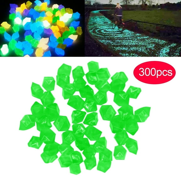 Dinmmgg 300 Pcs Garden Decoration Glow in The Dark Luminous Pebbles Stones Wedding Glow Rocks 400 Pieces Solar Stepping Stones Glass Rocks Bulk Recycled Rubber Walkway Glow in The Dark Decorative