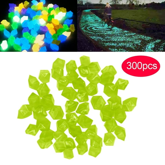 Dinmmgg 300 Pcs Garden Decoration Glow in The Dark Luminous Pebbles Stones Wedding Glow Rocks 400 Pieces Solar Stepping Stones Glass Rocks Bulk Recycled Rubber Walkway Glow in The Dark Decorative