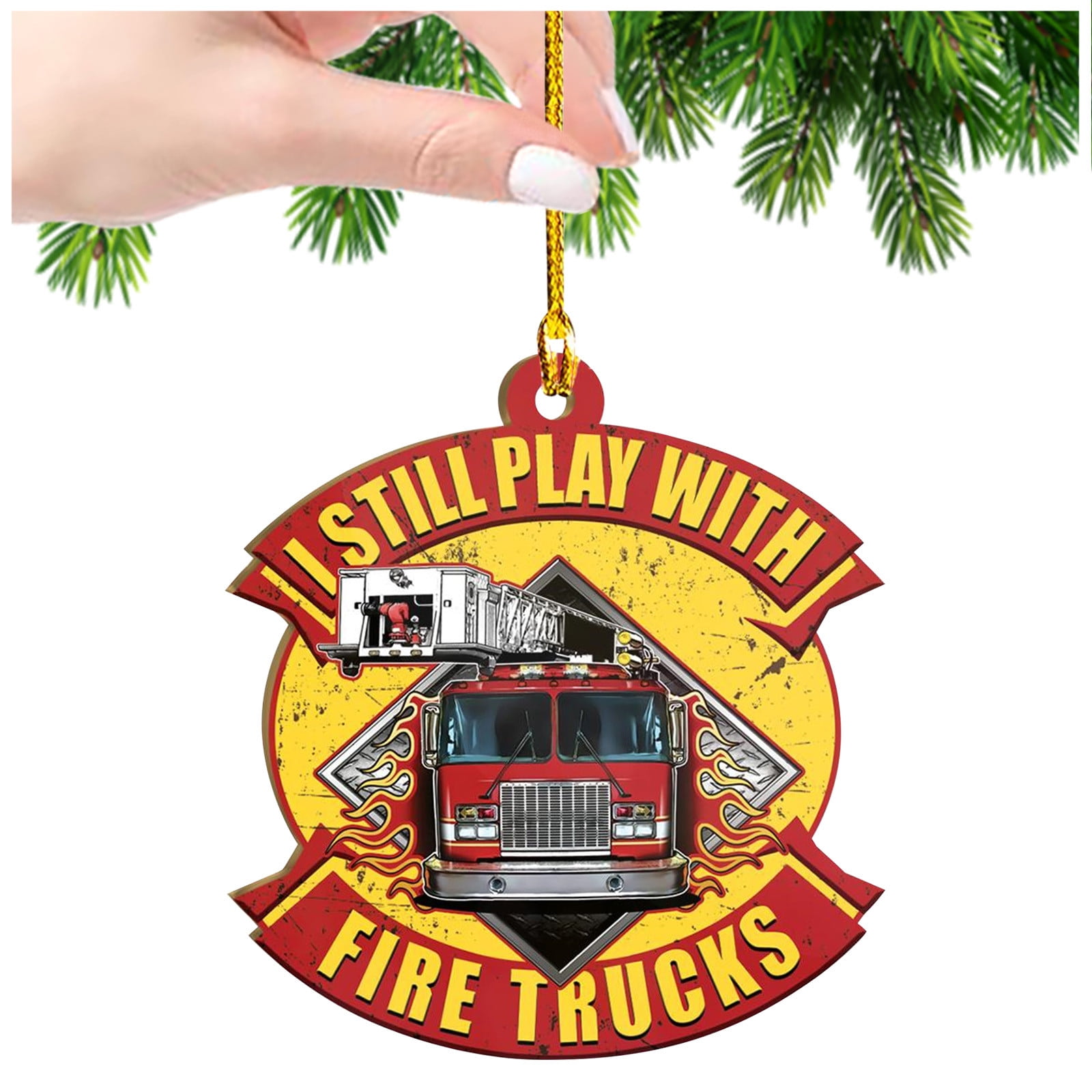 Dinmmgg Desktop Ornament 2024 Polices and Firemen Pendant Christmas