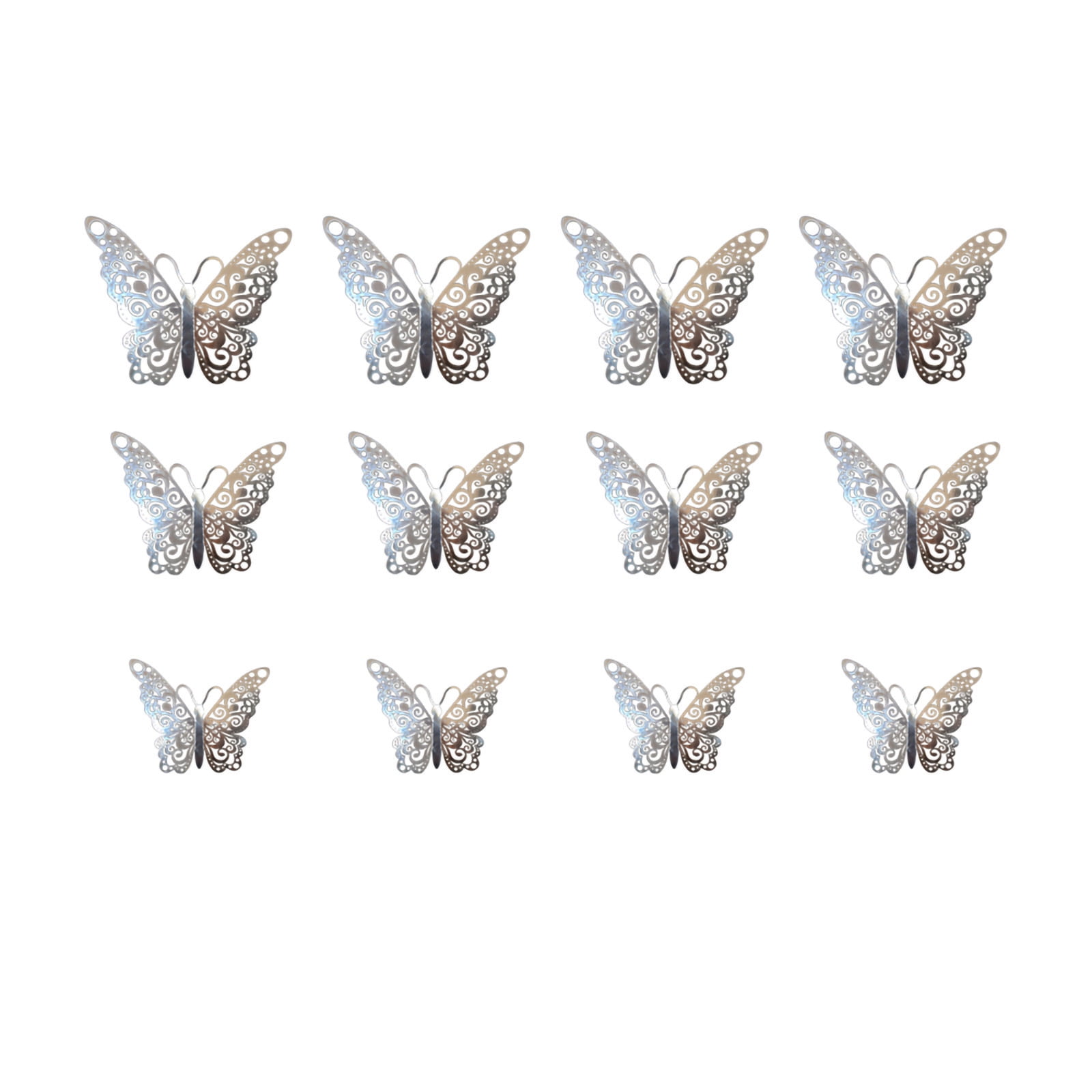 Dinmmgg Metal Hollow Butterfly Gold and Silver Butterfly Wall Sticker