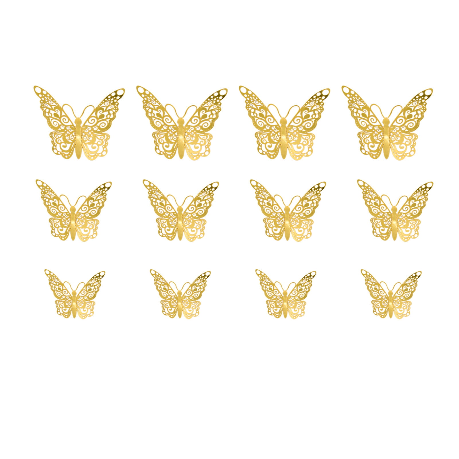 Dinmmgg Metal Hollow Butterfly Gold and Silver Butterfly Wall Sticker