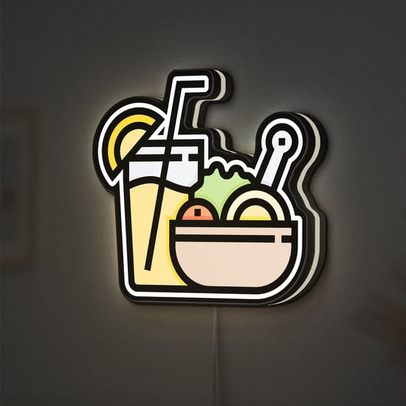 Dinner 3D Novelty Light Box, Kitchen And Food Decor Sign, Lighted Box For Dining Room Wall (Height 24 inch, 60cm)