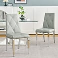 thumbnail image 1 of Dinner Chairs Set of 2, Modern Dining Chair with PU Back and Electroplated Legs, Dining Chairs for Kitchen Dining Room,Grey+Silver, 1 of 7