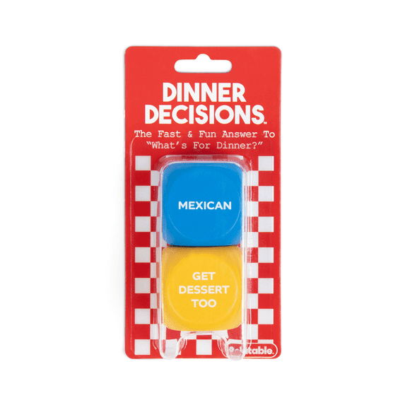 Dinner Decisions by What Do You Meme?, Wooden Dice Meal Picker for Couples, Families, and Foodies, Includes 2 Wooden Dice for Choosing What to Eat