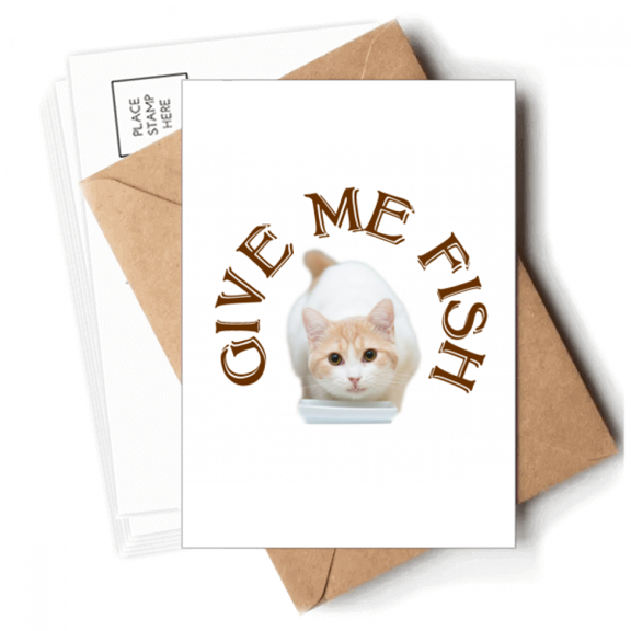 Dinner Dried Fish Cat Love Postcards Envelopes Blank Note Cards Mailing