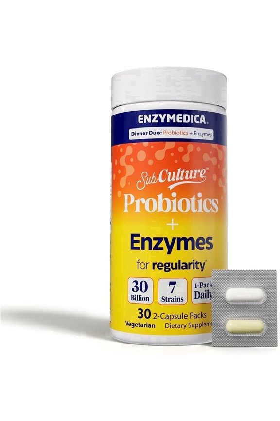Dinner Duo for Regularity, Digestive Enzymes & Probiotics for Men and Women, 30 Count