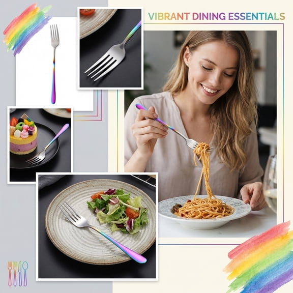 Dinner Fork Stainless Steel Long Handle Salad Fork for Dessert Fruit Appetizers Multi-Purpose Metal Forks for Home Kitchen Restaurant Dining Room Style A#353