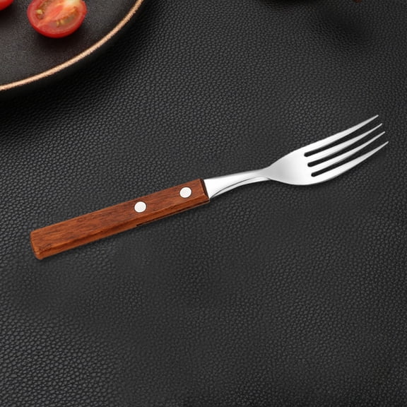 Dinner Forks, 304 Stainless Steel Forks with Natural Wood Handle, Premium Wooden Handle Flatware, Heavy Duty Metal Salad Forks, 1 Pcs, 7.67x0.98"