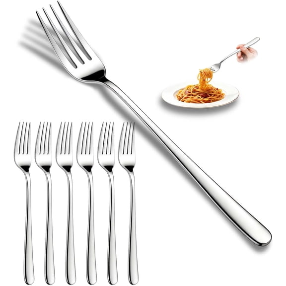 Dinner Forks, 6-Piece Set | Premium 18/10 Stainless Steel, Classic & Modern Design, Dishwasher Safe, Home & Restaurant Use